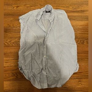 Abercrombie blue and white striped short sleeve button down